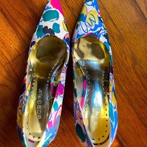 BCBGirls Satin Floral Pumps